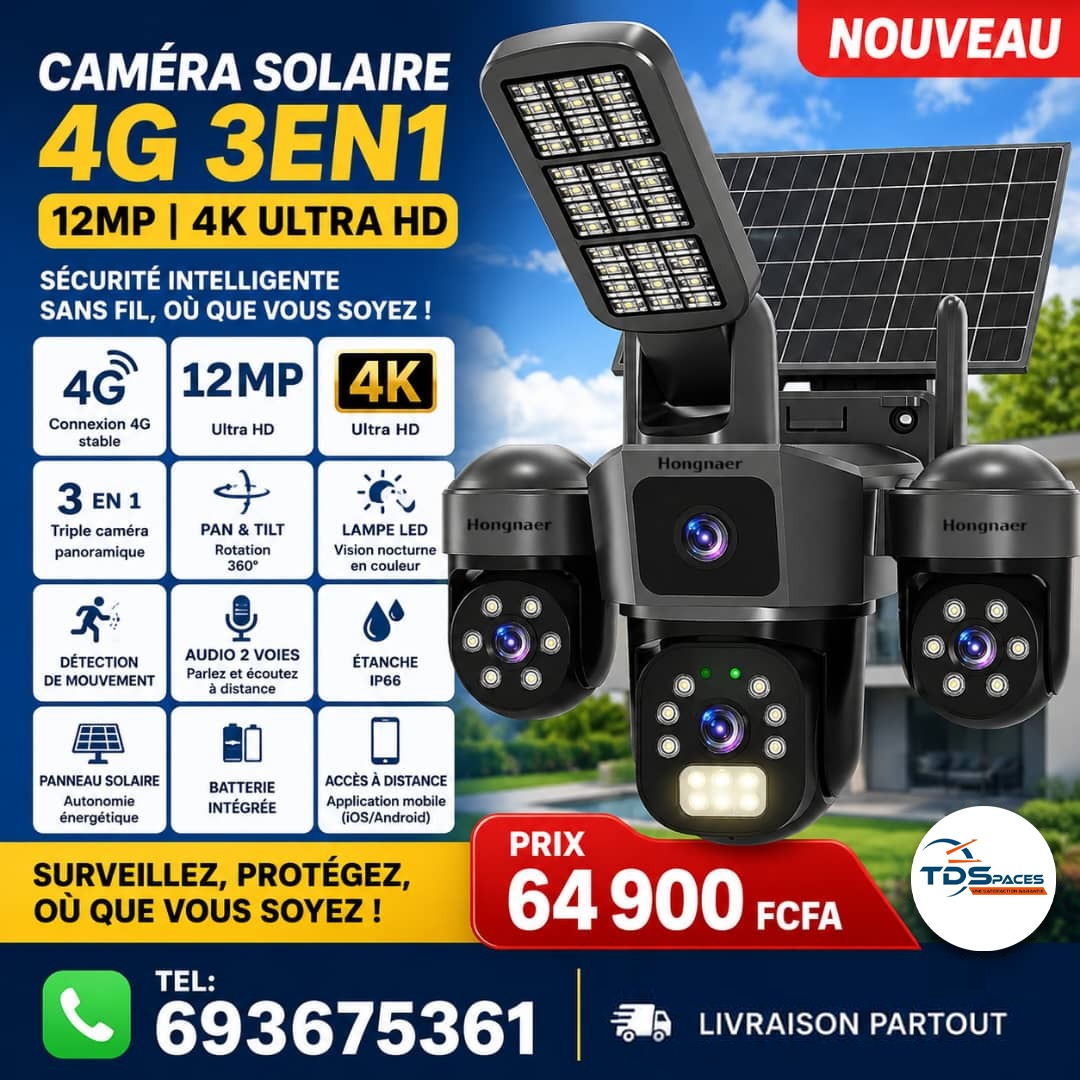 Caméra solaire 4G 3en1 avec projecteur LED
